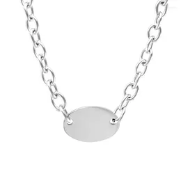 Pendant Necklaces Oval Charm Necklace For Women Stainless Steel Jewelry Summer Choker 6mm Rolo Chain