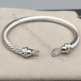 hook Silver Twisted Cuff Bangle Fashion Men Bracelet Bracelets Charm 5MM Wire Woman Designer Cable Mens Jewellery Exquisite Simple Jewellery Accessories Women TPUD