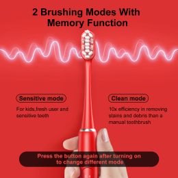 Seago Sonic Toothbrush Electric Toothbrush Battery Life 120 Days Smart Timer Teeth Cleaning Oral Care Red and Black Dental 2007