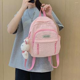 Backpack Stadium Handbag Solid Color Nylon School Multi-Pocket Folds Lightweight Scratch Resistant Adjustable Daily Leisure