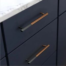 Aluminium Alloy Brown Handle Wardrobe Kitchen Cabinet Drawer Grey Solid Handle Matte non-slip Furniture Handle Hardware