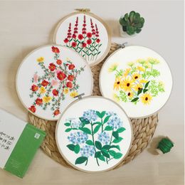Plant Series DIY Embroidery Material Package Hoop bordado Cross Stitch Kits 3D Embroidery Flower Supplies Decor Sewing Supplies