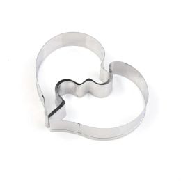2Pcs Heart Cookie Molds Left Right Heart Shaped Cookie Cutter Funny Love Wedding Puzzles Romantic Cookies Mold Biscuits Stamp