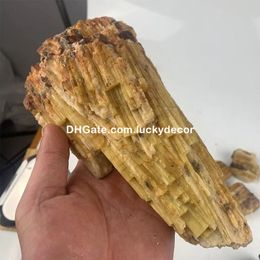 Irregular Raw Yellow Tourmaline Chunk Stones Rough Quartz Crystal Cluster Gemstone Altar Reiki Display Mineral Specimen