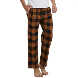 Men's Sleepwear 2024 Lounge Pants Plaid Drawstring Elastic Waist Loose Comfy Casual Pyjama Sleep Trousers