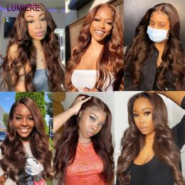 10"-28" Chocolate Brown Colored Brazilian Body Wave 100% Human Hair Bundle With 4X4 5X5 HD Lace Closure And 13X4 Lace Frontal