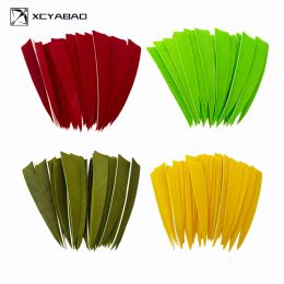 100Pcs 4 Inch Archery Arrows Feather Fletching Multiple Colors Turkey Feather Fletches for Crossbow Recurve Bow Arrow Shaft Vane