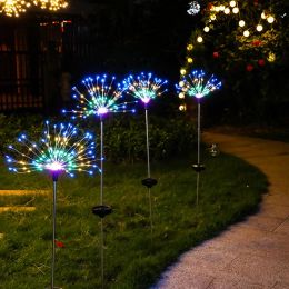 1pcs LED Solar Firework Lights Waterproof DIY Flash String 90 /150leds For Ourdoor Garden Landscape Holiday Christmas Lights