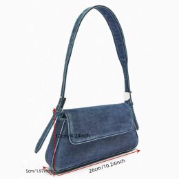 Women's Gold Silver Patent Leather Shoulder Bag Brand Design Ladies Simple Underarm Bag Denim Blue Armpit Bag Evening Clutches