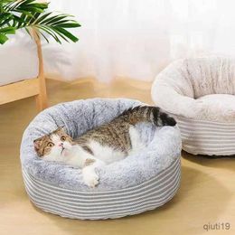 Cat Beds Furniture Warm Cat Bed House Round Bed Sleeping Mat Pad Pet Cushion Puppy Nest Shell for Small Dog Cat