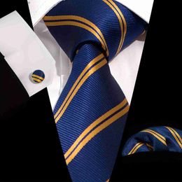 Neck Ties Striped Tie Square Scarf Pocket Scarf Cufflinks Set Business Dress 8.5cm Wide TieQ