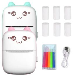 Printers Mini Portable Printer Thermal Paper Photo Pocket Printer Cute Panda Fast Printing Wireless BT Home Office Learning Use