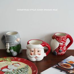 Mugs European Style Hand Painted Santa Claus Shape Ceramic Mug Ornaments Living Room Kitchen Bar Milk Coffee Cup Christmas Decoration