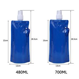 480/700 ML Travel Water Bottle with Carabiners Foldable Water Bottle Portable Drinking Water Bag for Biking Hiking Travel