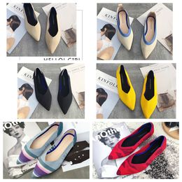 Luxury Flat bottomed pointed ballet single shoes white soft soled knitted maternity women boat shoe casual and comfortable
