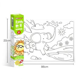 Graffiti Scrolls DIY Toys Little Artist Blank Colouring Sticker Watercolour Paper Colour Filling Sticker Children's Drawing Scroll