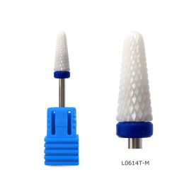 HYTOOS White Ceramic Cone Nail Drill Bits 3/32" Manicure Bits Rotary Ceramic Burr Drill Accessories Milling Cutter Nail Tools