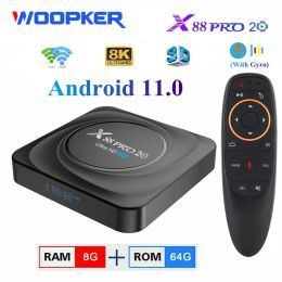 Box Android 11 TV Box X88 Pro 20 Rockchip RK3566 8GB RAM 128GB ROM Media Player 8K 2.4G 5.8G WIFI Google Voice Assistant Set Top Box