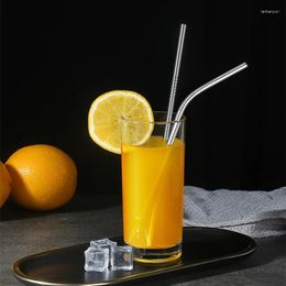 Drinking Straws 304 Stainless Steel Straw Straight And Curved Metal Reusable With Cleaning Brush Party Bar Accessories