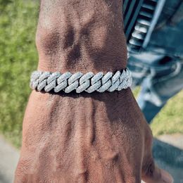 Men Cuban Bracelet with Stainless steel Rope Chain Set Gift Jewelry Bling Iced Out Cuban Link Chain High Quality Luxury Bracelet 240409