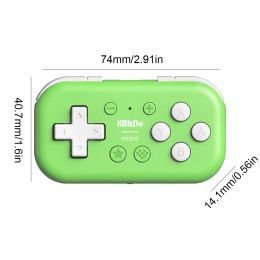 For 8Bitdo Micro Gamepad Bluetooth Pocket Controller 16 Buttons Mini Game Console Design for 2D/Switch/Raspberry Pi/Android/PC
