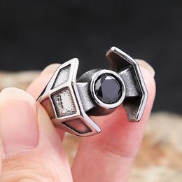 Unique Personality Black Stone Rings For Men Women Punk Cool Fashion 14K Gold Viking Ring Party Jewelry Gift