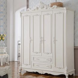 White European Wardrobe Shelf Minimalist Wooden Luxury Queen Size Wardrobe Modern Organizer Waterproof Ropero Trendy Furniture