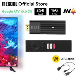 Box MECOOL KD1 ATV Stick Amlogic S905Y2 TV Box Android 10 2GB 16GB Support Google Certified Voice 1080P 4K 2.4G 5G Wifi BT TV Dongle