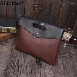 Evening Bags Alirattan PU Leather Vintage Clutch File Bag For Women Men 2024 Designer Fashion Shoulder Messenger