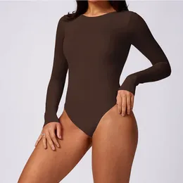Active Sets Yoga Set Women Triangle Bodysuit Long Sleeves Fitness Rompers Sexy One Piece Gym Workout Clothes JumpSuits Running Sportswear