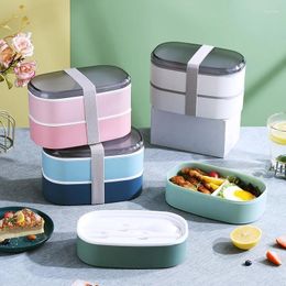 Dinnerware Japanese-style Double-layer Lunch Box With Straps Light Container Bento Cute Creative