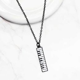 Pendant Necklaces Piano keyboard pendant necklace electronic tube organ black and white keyboard music necklace womens childrens necklace Jewellery giftQ