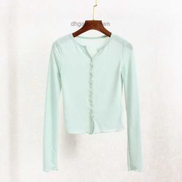 Summer New Slim Fit and Slimming Thin Bean Green V-neck Cardigan Sun Protection Short Top