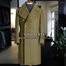 Men's Suits Tweed Blend Suit Jackets For Men Fit Slim Groom Tuxedos Woollen Trench Coat Long Double Breasted Overcoat Tailor Made Jacket 2024