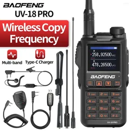 Walkie Talkie BaoFeng UV-18 PRO Multi-band Wireless Copy Frequency Long Range 999CH Type-C Ham Two Way Radio UV 18