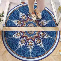 Bathroom Door Mat Semicircle Carpet Entrance Door Mat Anti-Slip Floor Mat Boho Style Bedroom Rug Strong Absorbent Toilet Rug