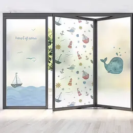 Window Stickers Cartoon Dolphins Custom Size Electrostatic Frosted Stained Glass Films Home Sailing Door PVC Self-adhesive Ship
