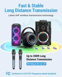 Microphones UHF Wireless Microphones Professional Dynamic Mic Rechargeable with Receiver for Speech Wedding PA System Karaoke Singing 24410