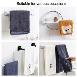 Kitchen Bathroom Wall Bath Towel Holder Rail Rack Self Adhesive Towel Rod Bar Portable Useful Household Gadget