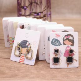 50pc/lot 5x4cm hot sale new cute girl flower series stud drop earring package card pattern Thank you /Yellow tree earring tag