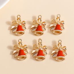 10pcs 16*21mm Enamel Christmas Bell Charms DIY for Bracelets Pendants Earrings Making Creative Gift Charms Jewellery Accessories