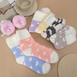 Kawaii Women Socks Cute Love Heart Thicken Soft Coral Velvet Winter Warm Socks Harajuku Casual Slippers Sock Christmas Gifts