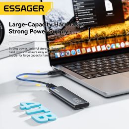 Essager External Hard Box Drive Portable M.2 SATA NVMe SSD Case USB 3.2 Type C Hard Disc Box 10GbPS High-Speed Storage Enclosure