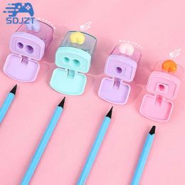 Mini Single Double Holes Heart Sharpener Portable Clear Pencil Sharpener With Lid Class Rewards Party Supplies For Children Gift