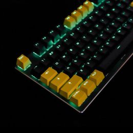 Accessories OEM 104 Keycap | Double Shot Shine Through PBT | Black Yellow Mixed Keyset | For MX Mechanical Keyboard | 61 87 104