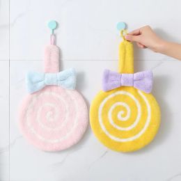 Cute Kids Handing Towel Bow Candy Colour Kitchen Bathroom Thicken Soft Microfiber Quick Dry Wash Wipe Home kerchief