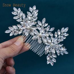 DZ024 Silver Wedding Hair Comb Crystal Bridal Hair Pieces Pearl Wedding Hair Accessories for Women Rhinestone Girls Tiara