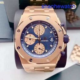 AP Athleisure Wrist Watch Royal Oak Offshore Series 26238OR Rose Gold Blue Dial Mens Fashion Leisure Business Sports Machinery Chronograph Watch