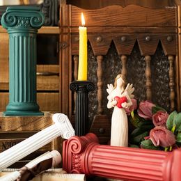 Candle Holders Resin Molds Retro Holder Birthday Romantic Pillar Colorful Cute Portavelas Table Decoration Items