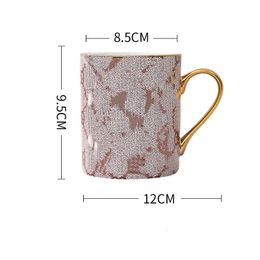 Light Lux European-Style Creative Ins Ceramic Cup Golden Edge Milk Tea Mug Cross-Border Household Coffee Cups Wholesale
